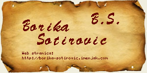 Borika Sotirović vizit kartica